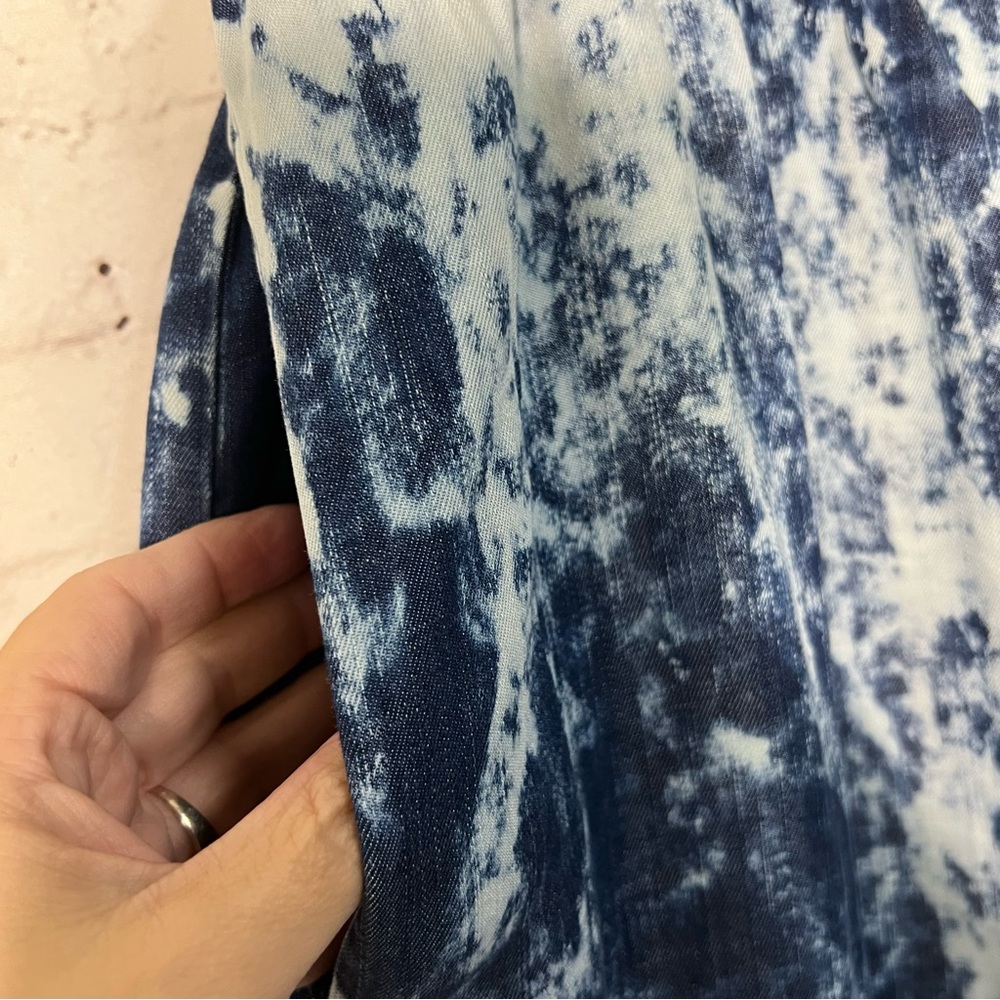 NWT Venus Blue Tie Dye Wash Wide Leg Flare Pants Pull-on  Large Long Boho Lagenl - Picture 6 of 11